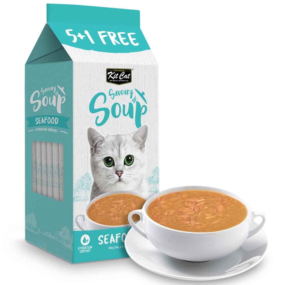 Kit Cat Savoury Soup Seafood Wet Pouch Cat Food (50g x 6)