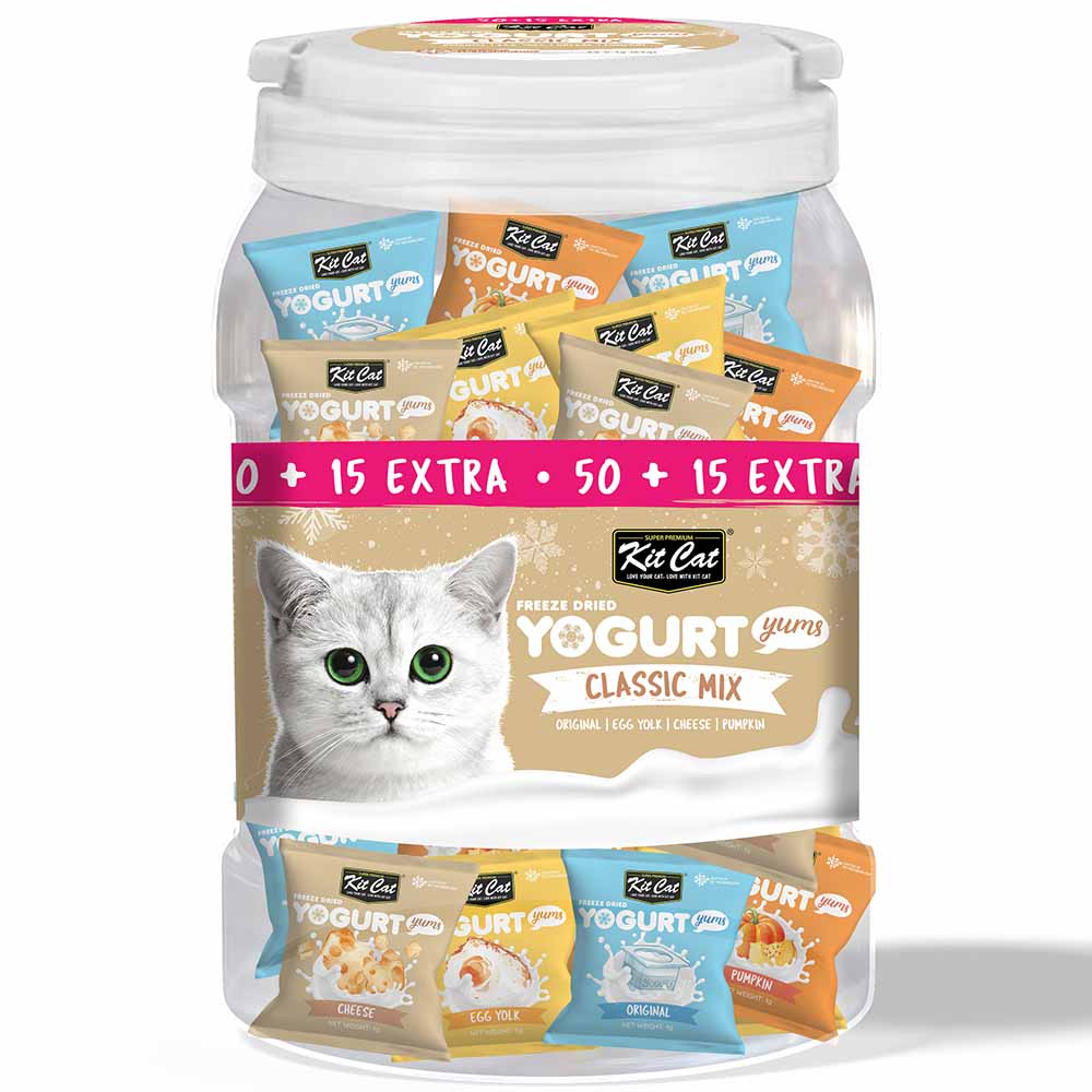 Kit Cat Yogurt Yums Classic Mix Freeze Dried Cat Treats 65pcs - Kohepets