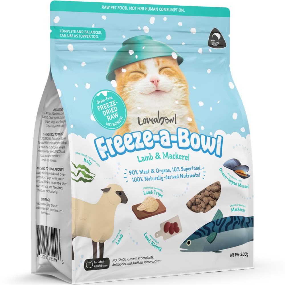 15% OFF: Loveabowl Freeze-A-Bowl Lamb & Mackerel Grain-Free Freeze-Dried Raw Cat Food