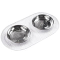 Messy Cats Double Silicone Feeder With Stainless Steel Cat Bowls (Marble)