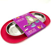 Messy Cats Double Silicone Feeder With Stainless Steel Cat Bowls (Watermelon)