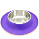 Messy Cats Single Silicone Feeder With Stainless Steel Cat Bowl (Purple)