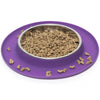 Messy Cats Single Silicone Feeder With Stainless Steel Cat Bowl (Purple)
