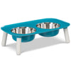 Messy Mutts Adjustable Elevated Double Feeder With Stainless Steel Dog Bowls (Blue)