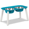 Messy Mutts Adjustable Elevated Double Feeder With Stainless Steel Dog Bowls (Blue)