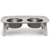 Messy Mutts Adjustable Elevated Double Feeder With Stainless Steel Dog Bowls (Grey)