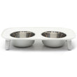 Messy Mutts Adjustable Elevated Double Feeder With Stainless Steel Dog Bowls (Light Grey)