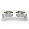 Messy Mutts Adjustable Elevated Double Feeder With Stainless Steel Dog Bowls (Light Grey)