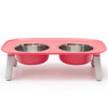 Messy Mutts Adjustable Elevated Double Feeder With Stainless Steel Dog Bowls (Watermelon)