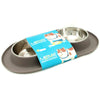 Messy Mutts Double Silicone Feeder With Stainless Steel Dog Bowls (Grey)