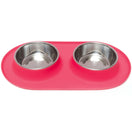 Messy Mutts Double Silicone Feeder With Stainless Steel Dog Bowls (Watermelon)