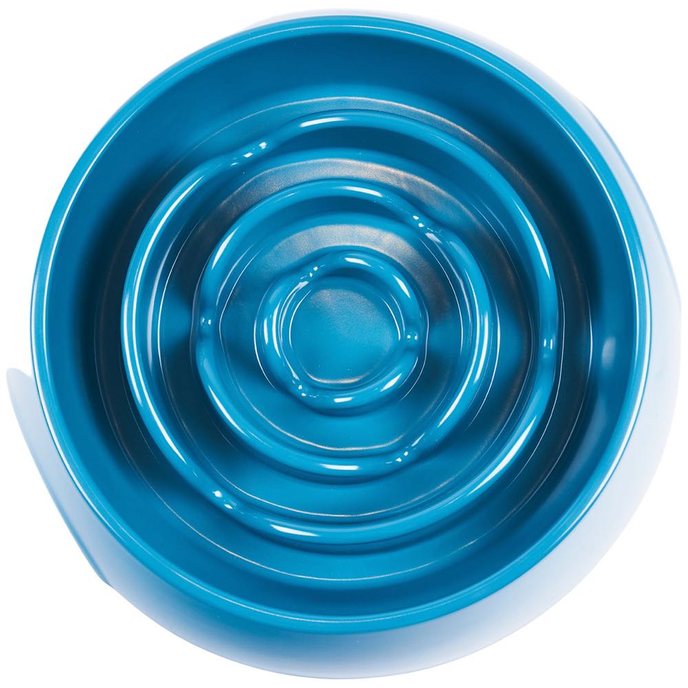 Messy Mutts & Cats Interactive Slow Feeder Bowl For Cats & Dogs (Blue