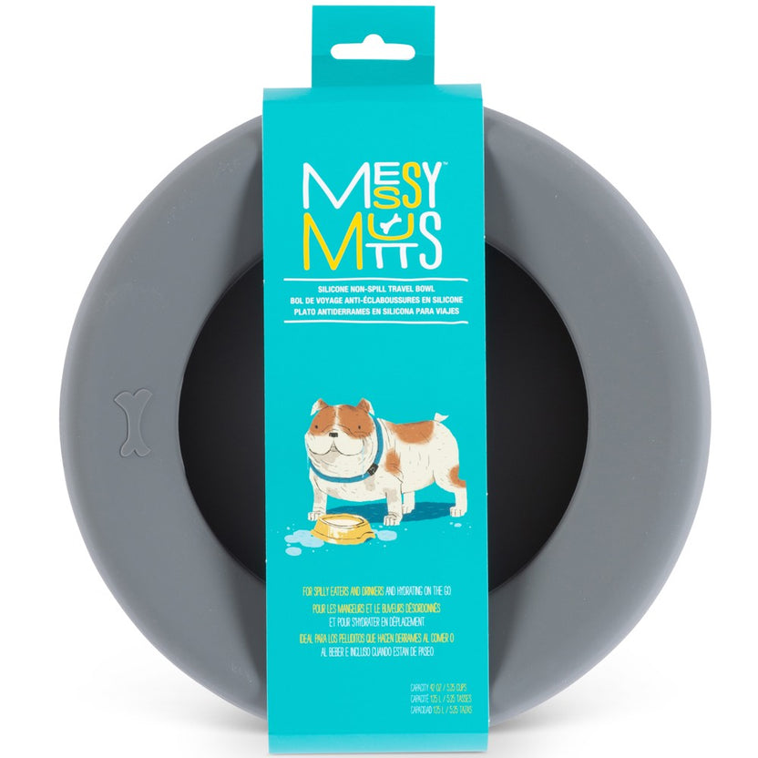 Messy Mutts Silicone Non-Spill Dog Bowl (Grey) | Kohepets