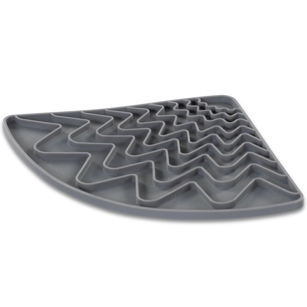 Messy Mutts Silicone Triangle Therapeutic Dog Licking Mat With Suction (Cool Grey)