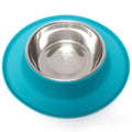 Messy Mutts Single Silicone Feeder With Stainless Steel Dog Bowl (Blue)