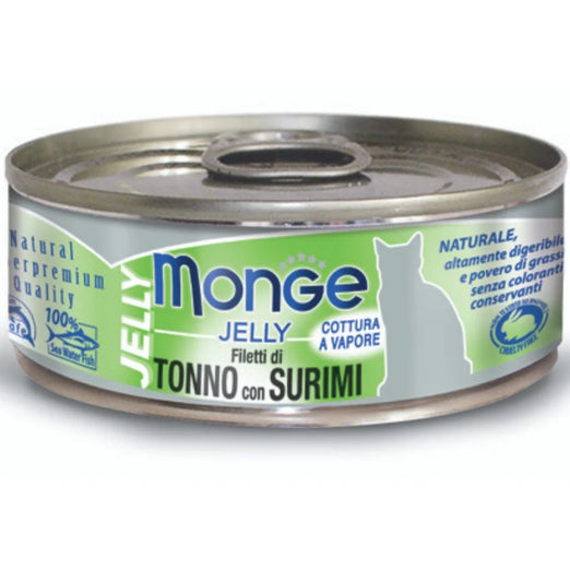 Monge Yellowfin Tuna with Surimi in Jelly Canned Cat Food 80g
