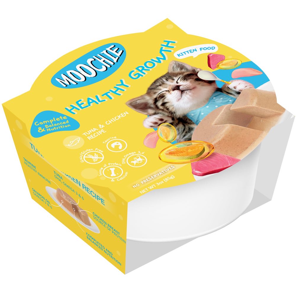 31% OFF (Exp 25Nov25): Moochie Healthy Growth Tuna & Chicken Grain-Free Kitten Wet Cat Food 85g x 12