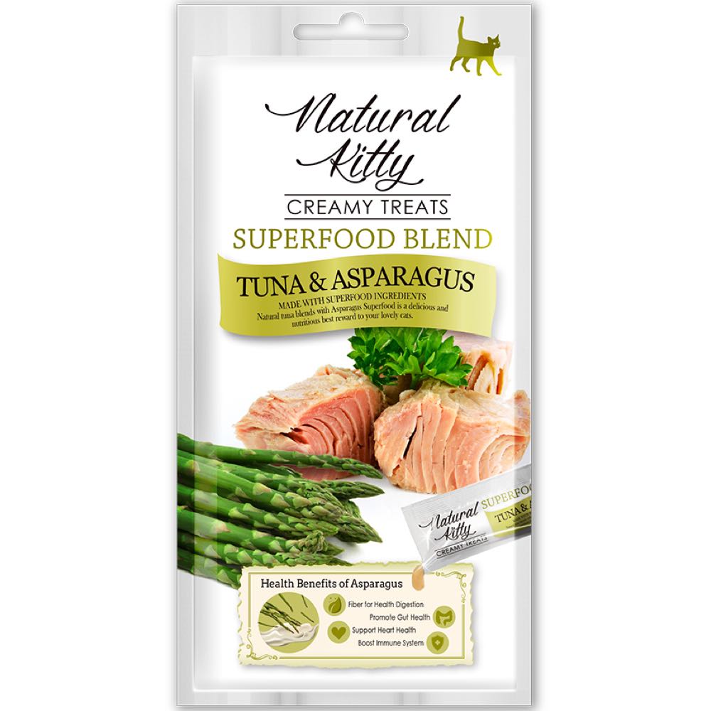 Natural Kitty Superfood Blend Tuna & Asparagus Creamy Liquid Cat Treats 48g