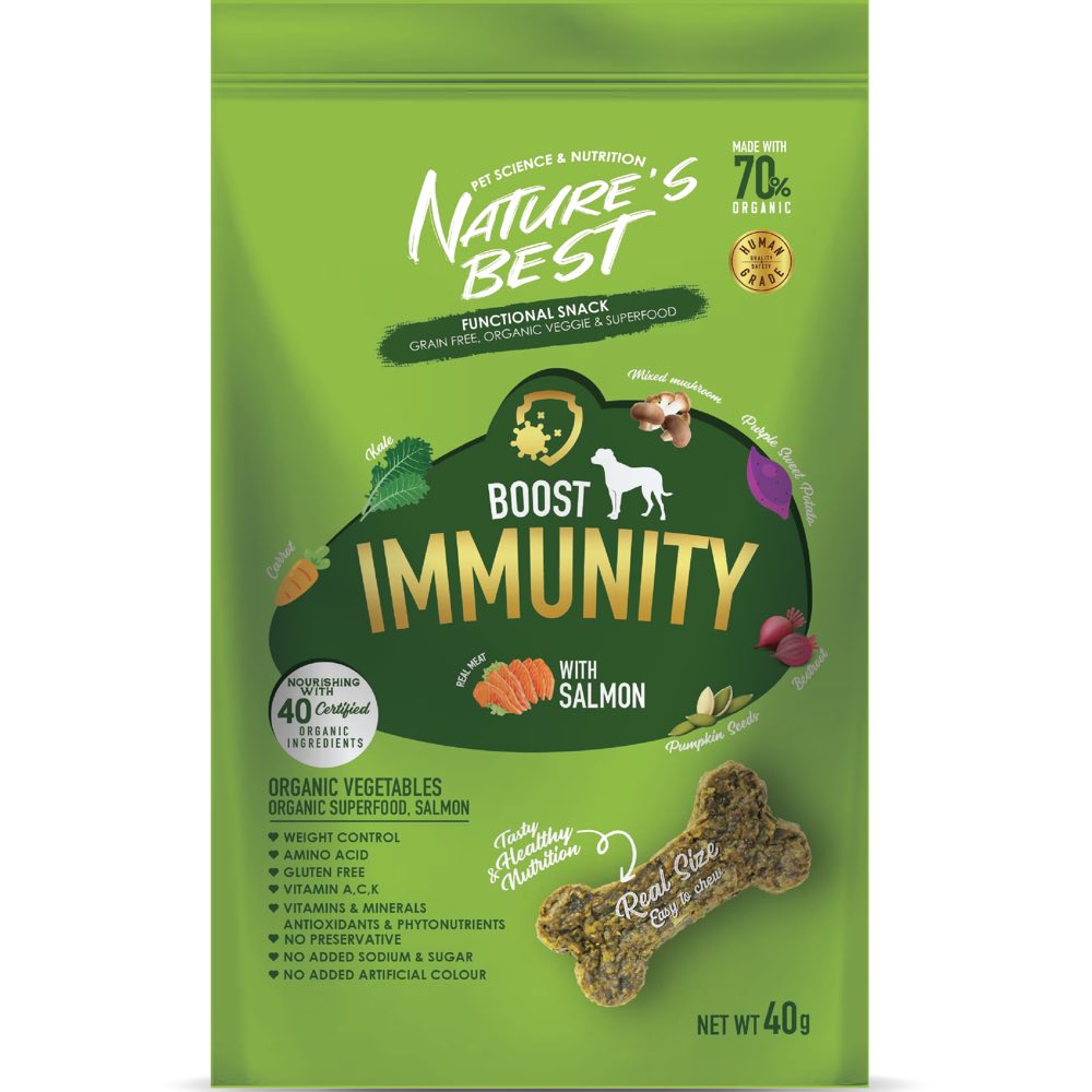 2 FOR $10: Nature's Best Boost Immunity Salmon Grain-Free Dog Treats 40g