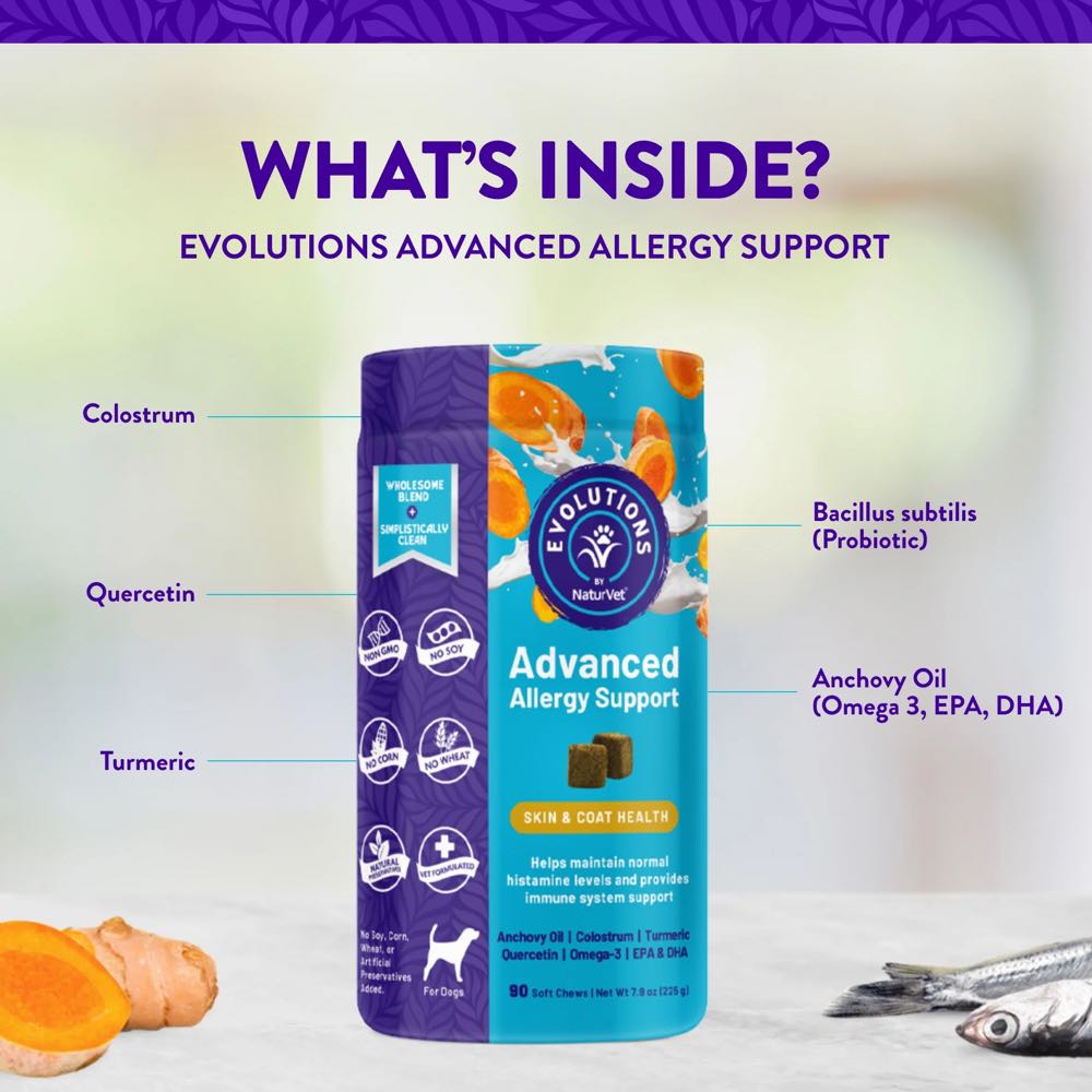 15% OFF:  NaturVet Evolutions Advanced Allergy Support Supplement Chews For Dogs 90ct