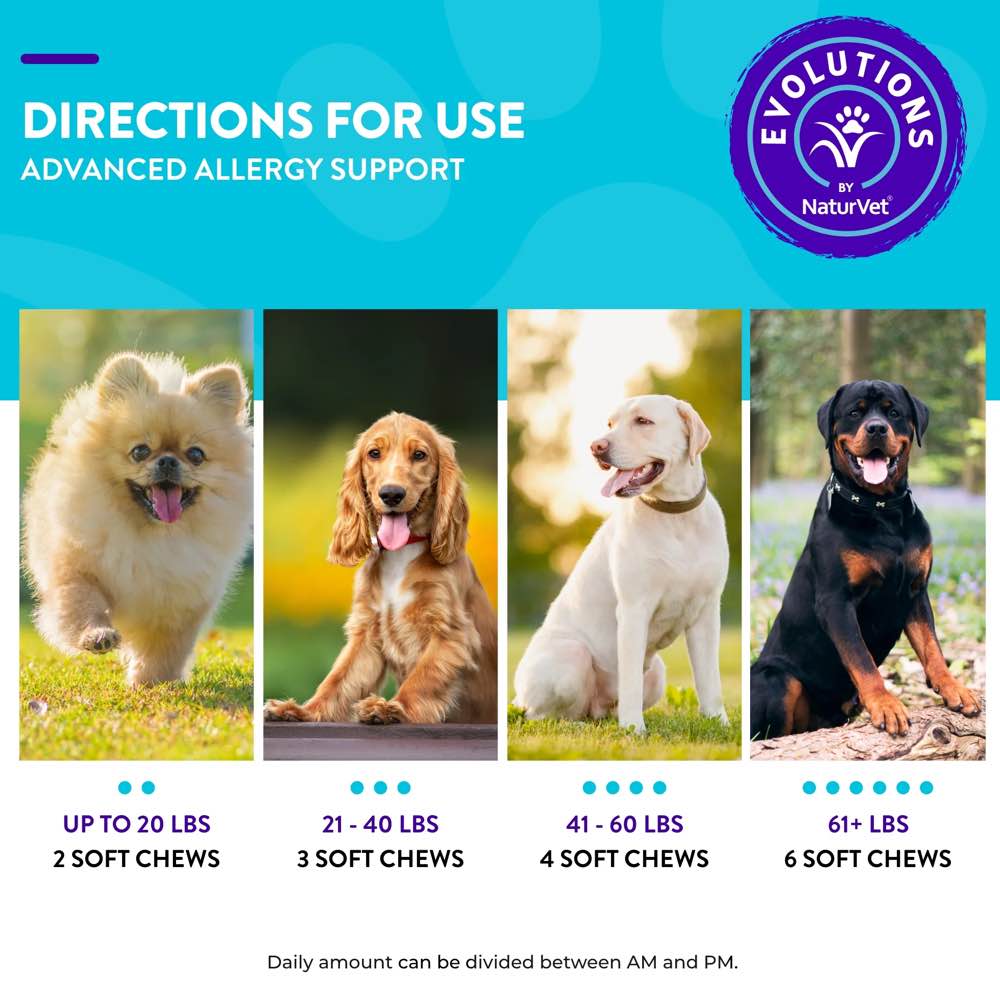 15% OFF:  NaturVet Evolutions Advanced Allergy Support Supplement Chews For Dogs 90ct