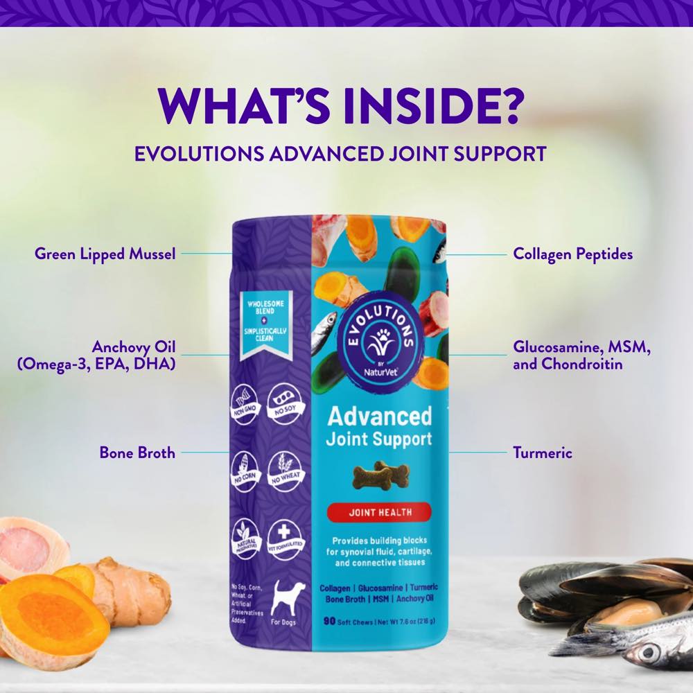NaturVet Evolutions Advanced Joint Support Supplement Chews For Dogs
