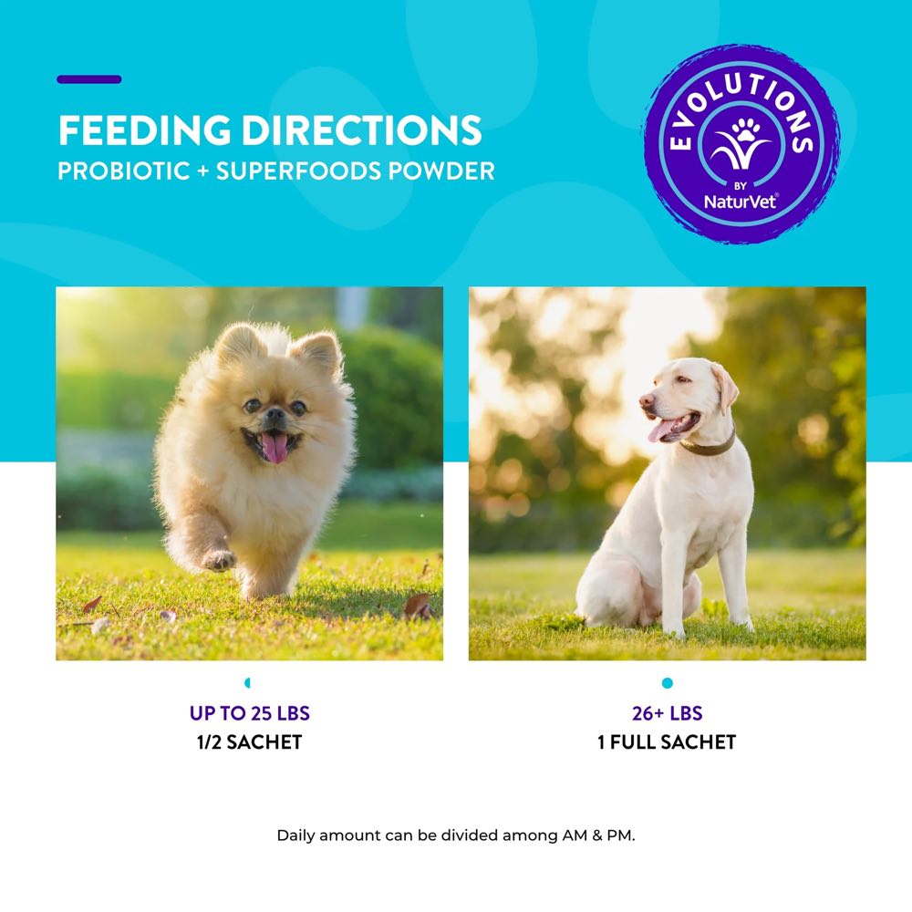 15% OFF: NaturVet Evolutions Probiotic + Superfoods Supplement Powder For Dogs 30pc