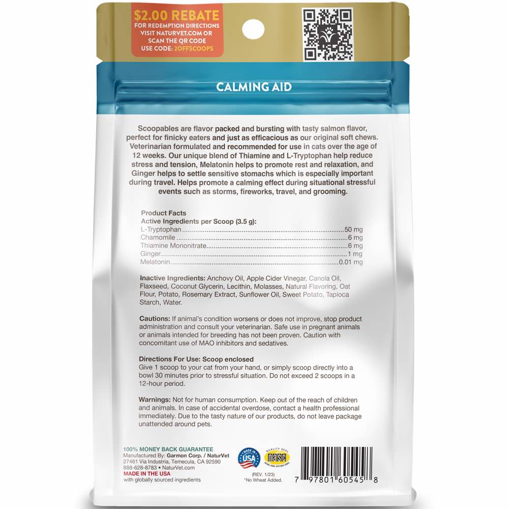 15% OFF: NaturVet Scoopables Quiet Moments Calming Aid Cat Supplement 5.5oz