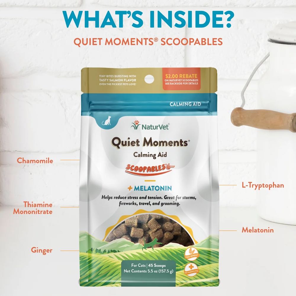 15% OFF: NaturVet Scoopables Quiet Moments Calming Aid Cat Supplement 5.5oz