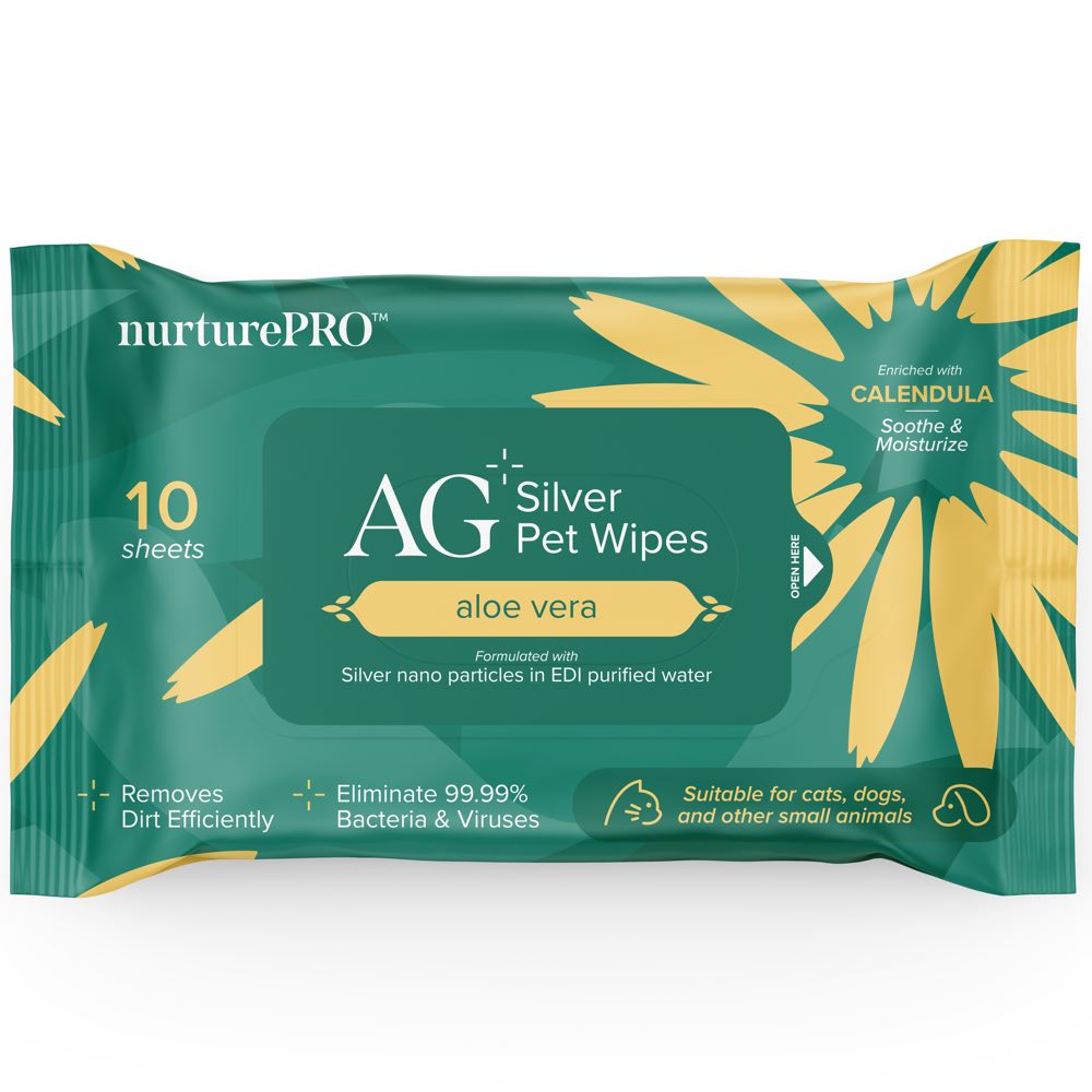 Nurture Pro AG+ Silver Wipes For Cats & Dogs 10pc