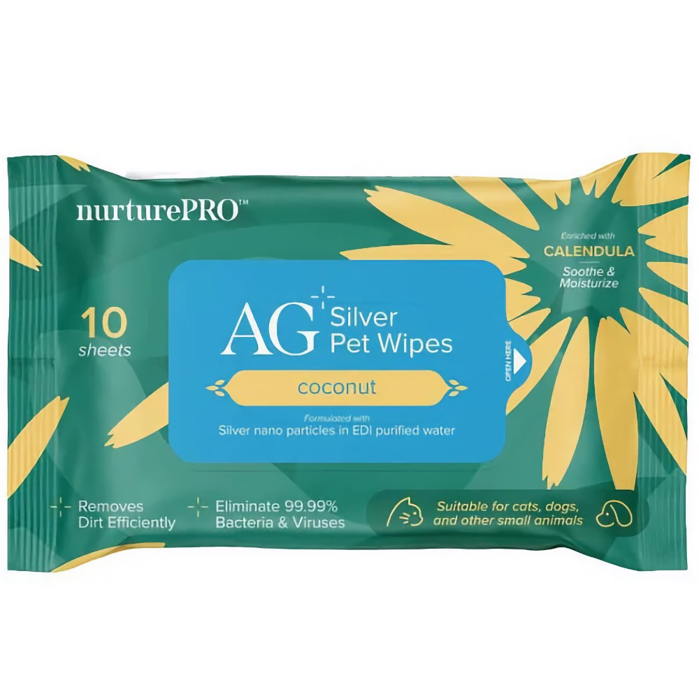 Nurture Pro AG+ Silver Wipes For Cats & Dogs 10pc
