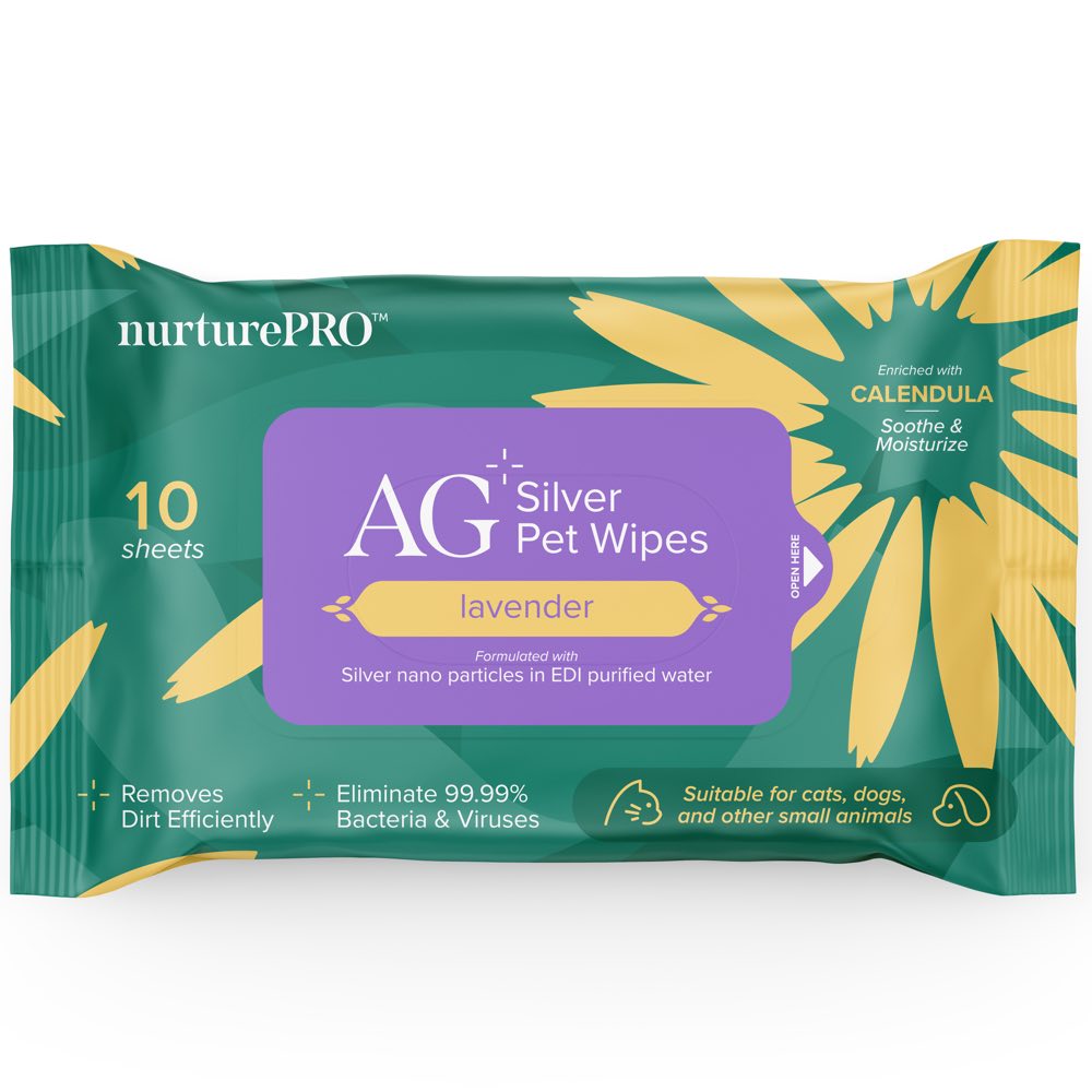 Nurture Pro AG+ Silver Wipes For Cats & Dogs 10pc
