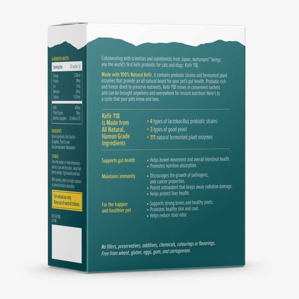 Nurture Pro Kefir 118 Probiotics + Plant Enzymes Freeze-Dried Powder Supplement  For Cats & Dogs 30g