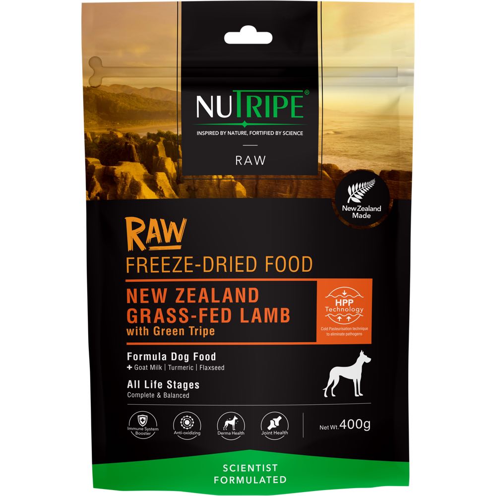Nutripe Raw NZ Grass-Fed Lamb With Green Tripe Grain-Free Freeze-Dried Dog Food 400g