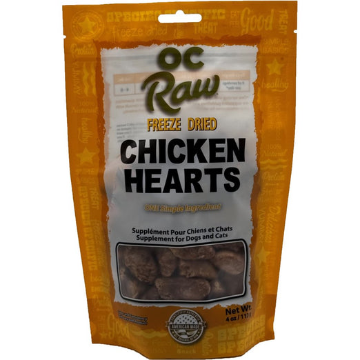 OC Raw Chicken Hearts Grain-Free Freeze-Dried Raw Treats For Cats & Dogs 4oz