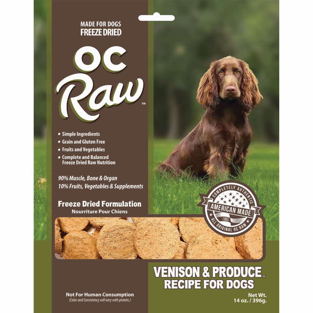 OC Raw Venison & Produce Sliders Grain-Free Freeze-Dried Raw Dog Food 14oz