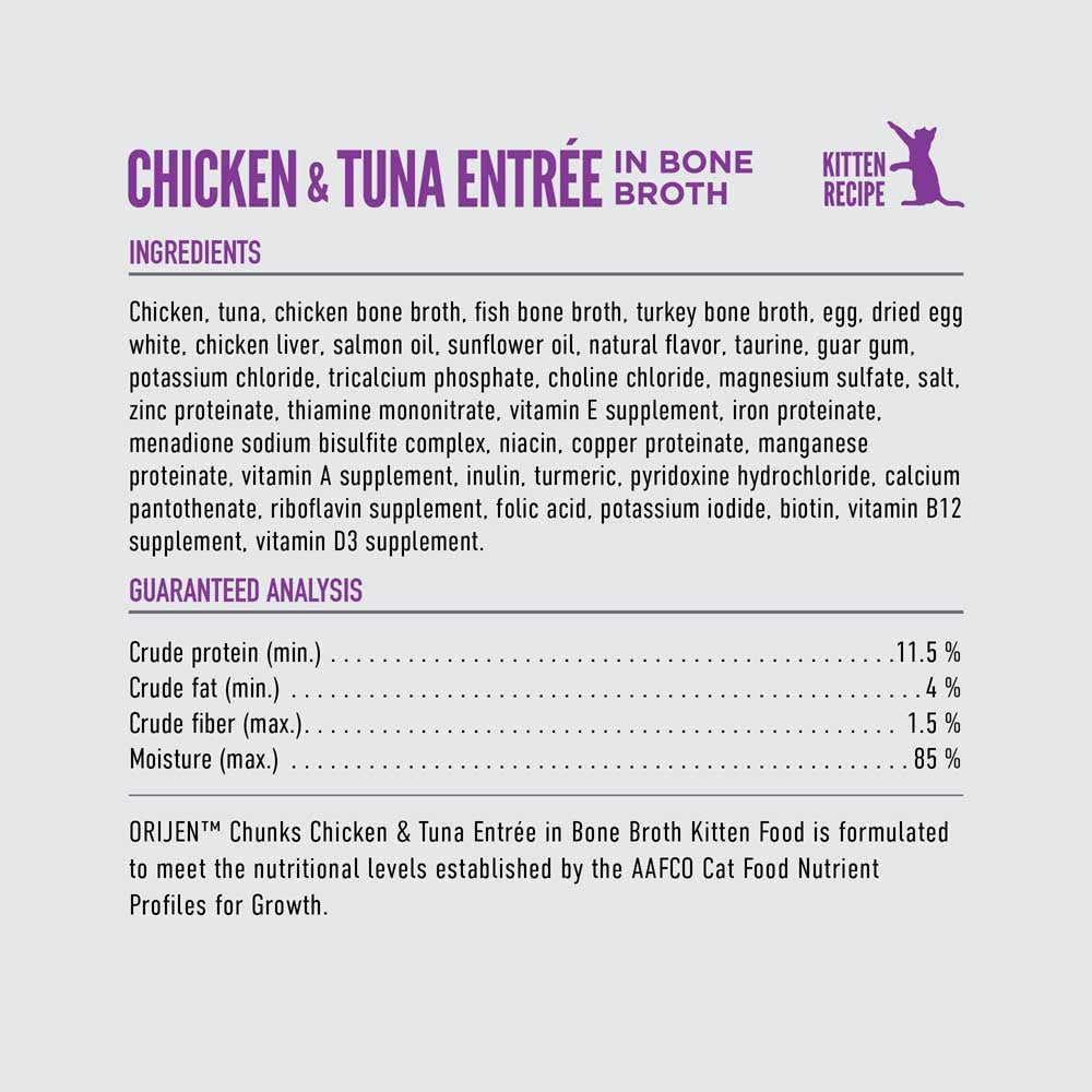 ORIJEN Chunks & Shreds Chicken & Tuna Entree KITTEN Canned Cat Food - Kohepets