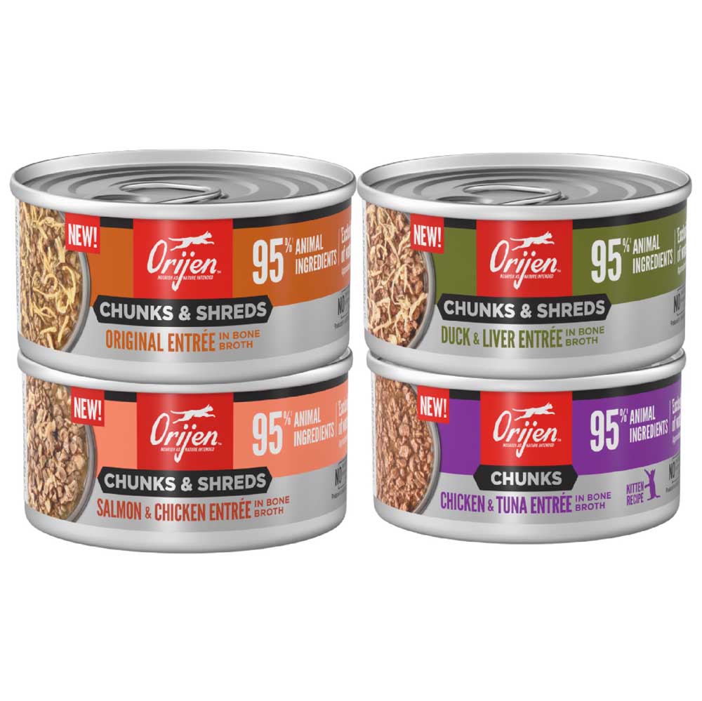 ORIJEN Chunks & Shreds Salmon & Chicken Entree In Bone Broth Canned Cat Food - Kohepets