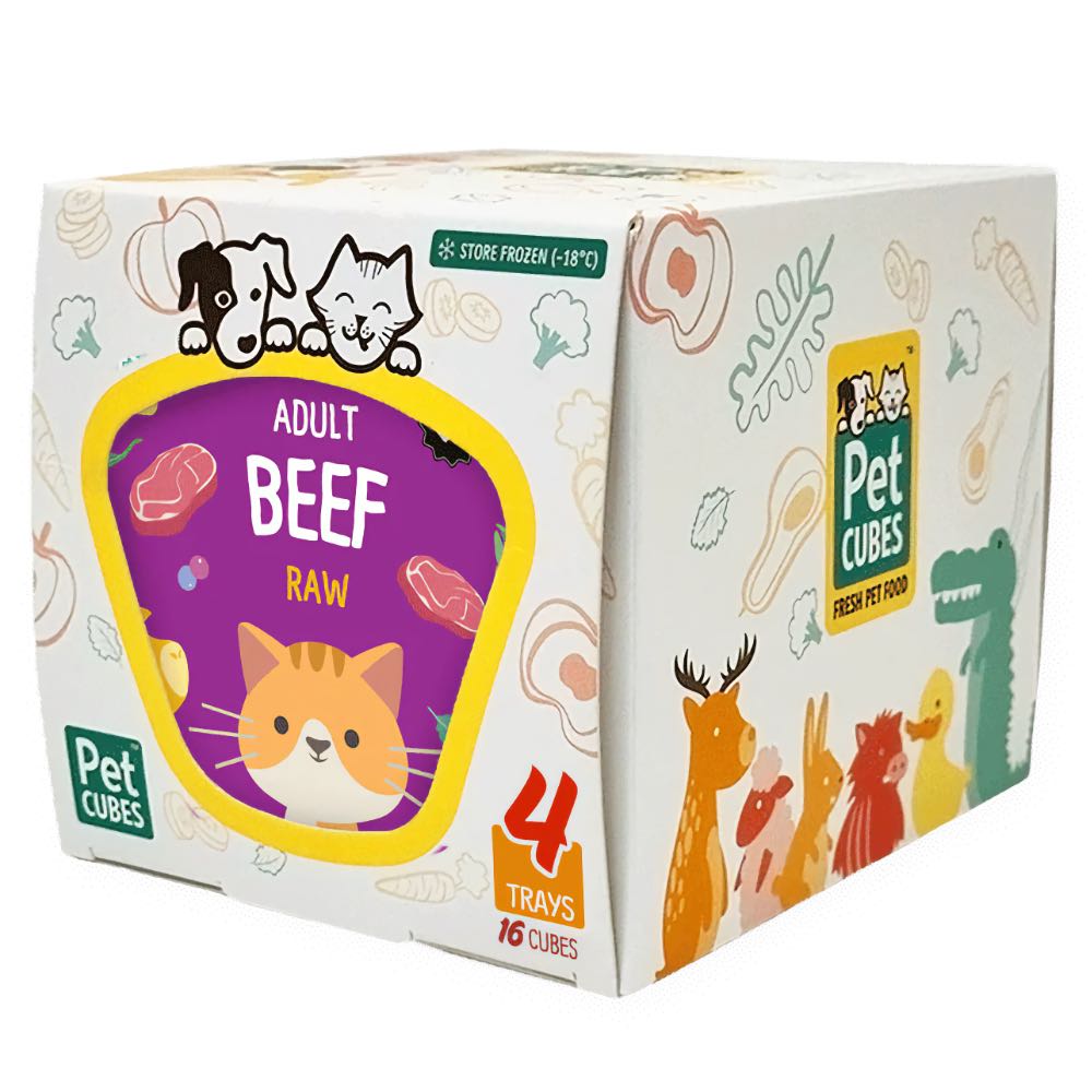 PetCubes Raw Beef Frozen Cat Food 1.28kg - Kohepets