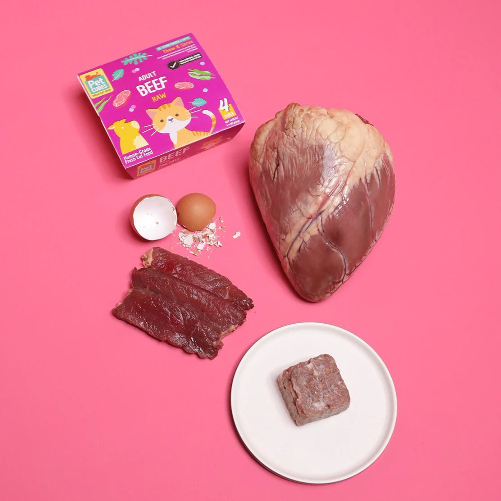 PetCubes Raw Beef Frozen Cat Food 1.28kg - Kohepets