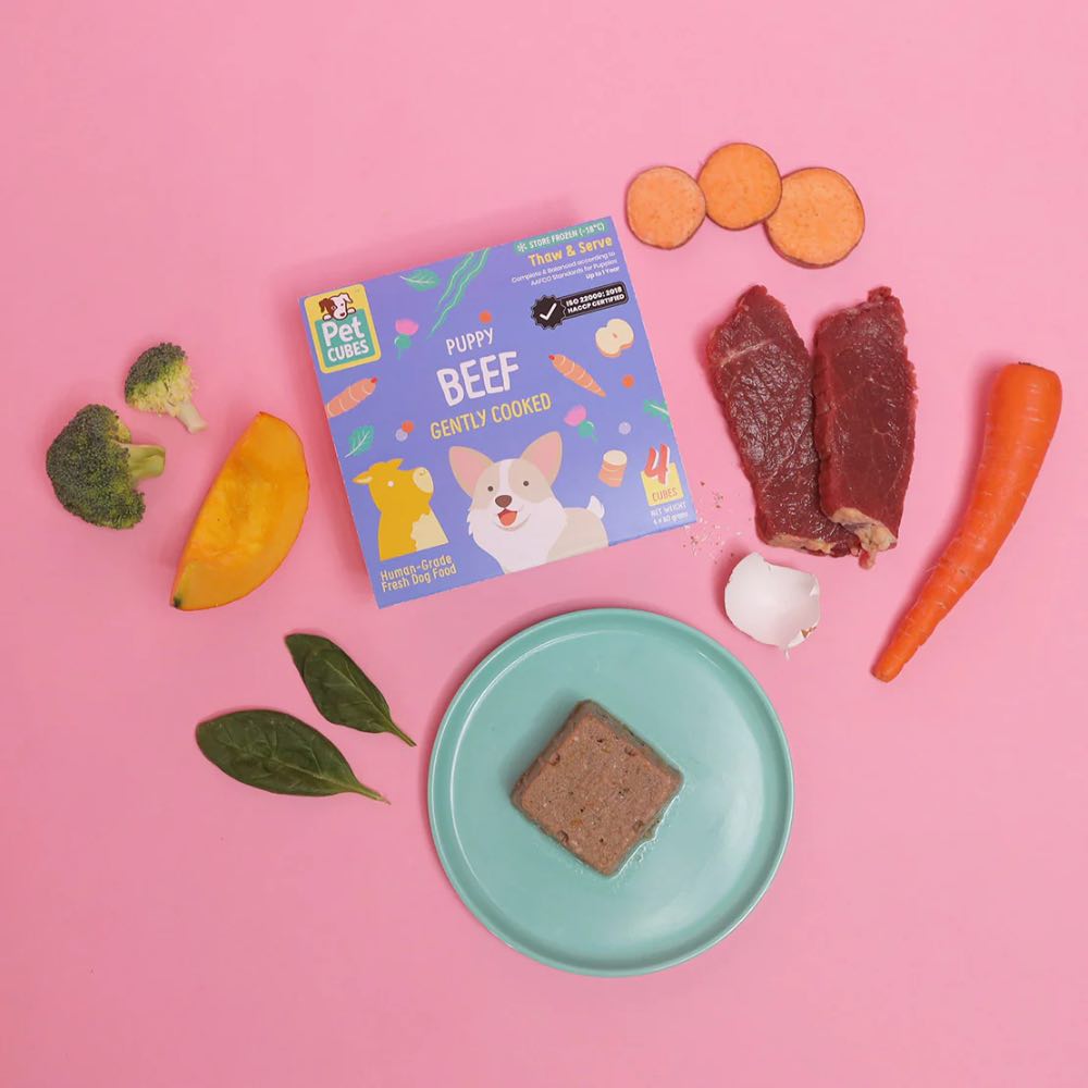 PetCubes Puppy Gently Cooked Beef Grain-Free Frozen Dog Food 2.24kg