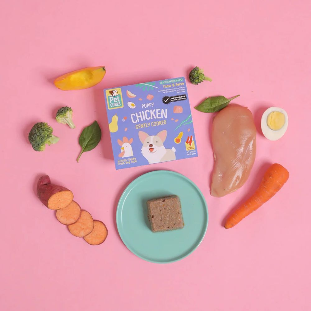 PetCubes Puppy Gently Cooked Chicken Grain-Free Frozen Dog Food 2.24kg