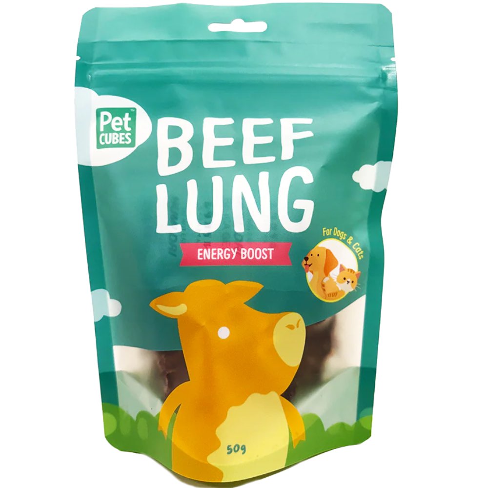 PetCubes Beef Lung Air Dried Treats For Cats & Dogs 50g