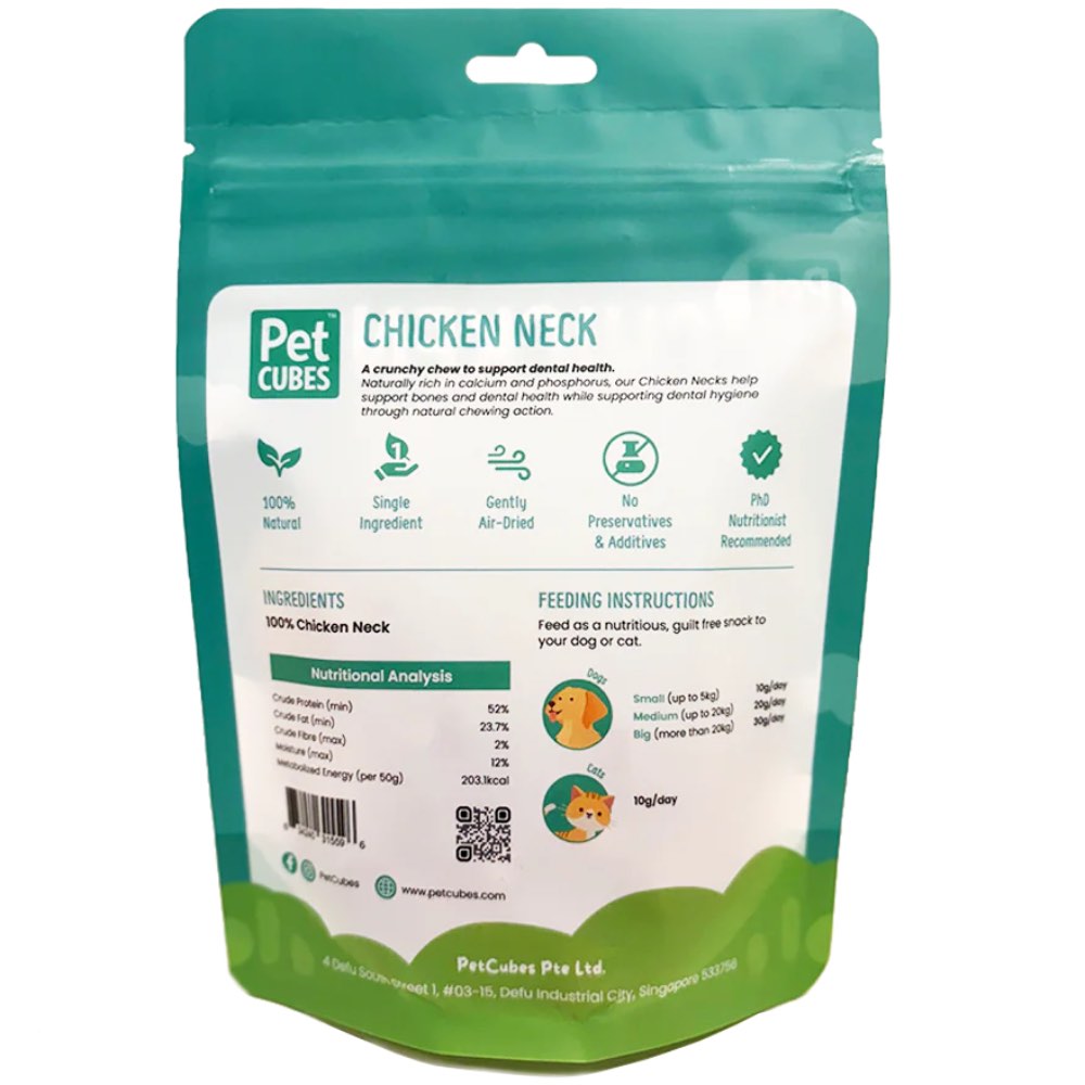 PetCubes Chicken Neck Grain-Free Treats For Cats & Dogs 50g