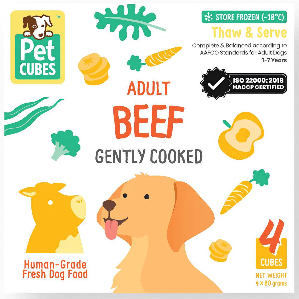 PetCubes Gently Cooked Beef Grain-Free Frozen Dog Food 2.24kg