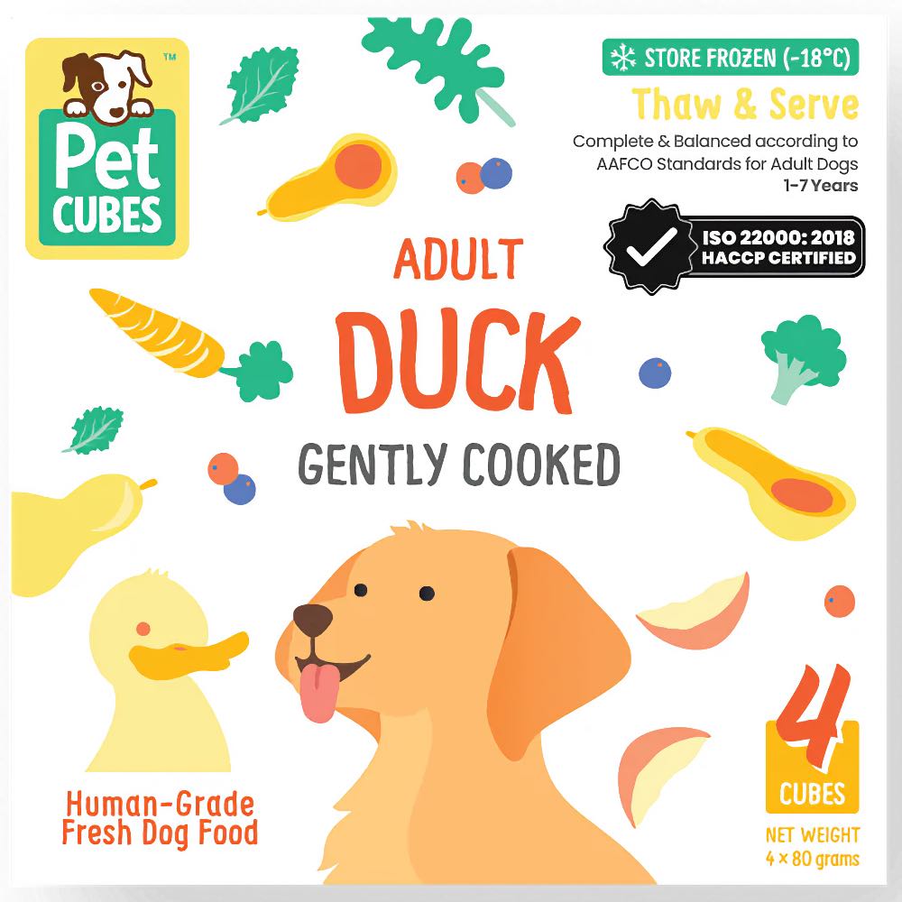 PetCubes Gently Cooked Duck Grain-Free Frozen Dog Food 2.24kg