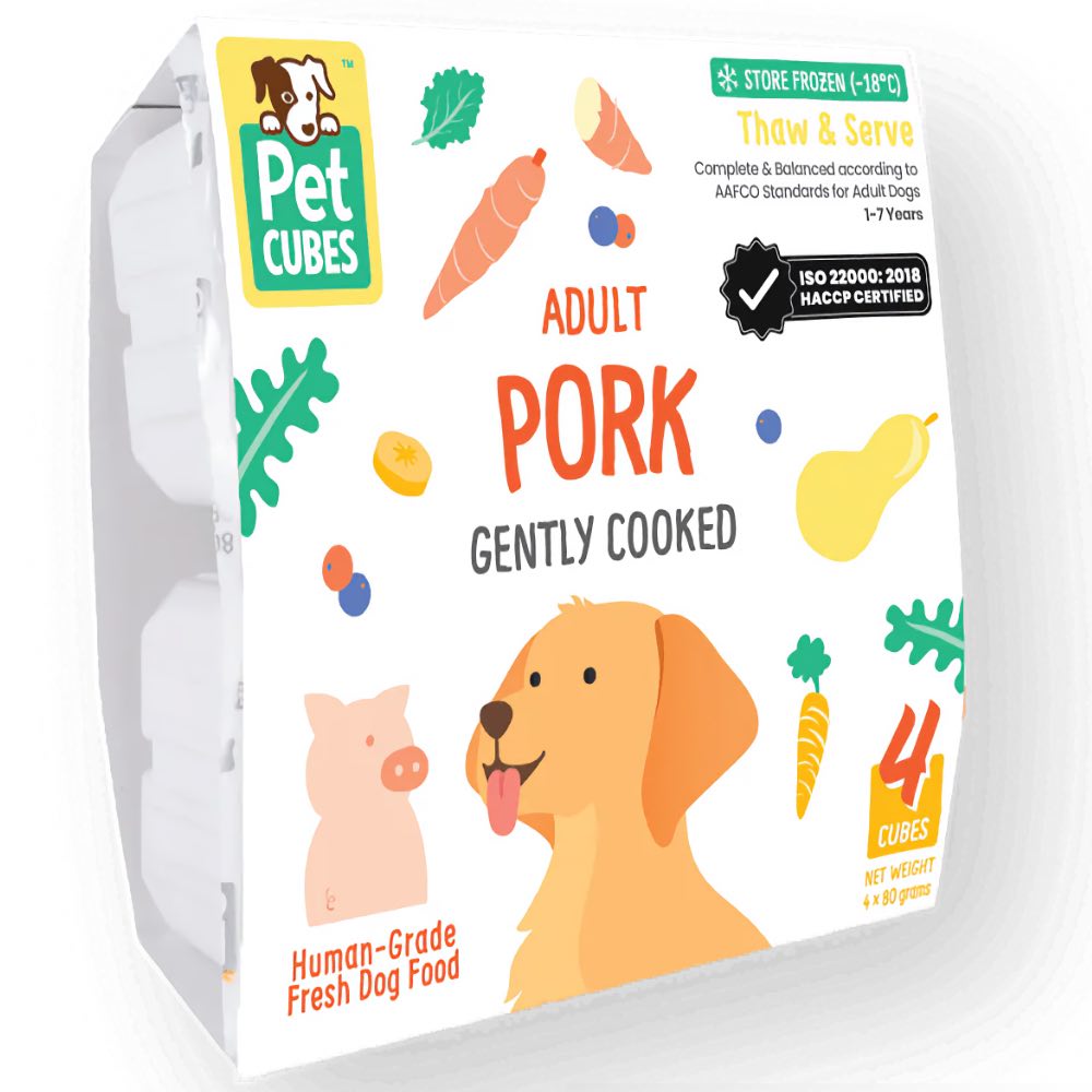 PetCubes Gently Cooked Pork Grain-Free Frozen Dog Food 2.24kg