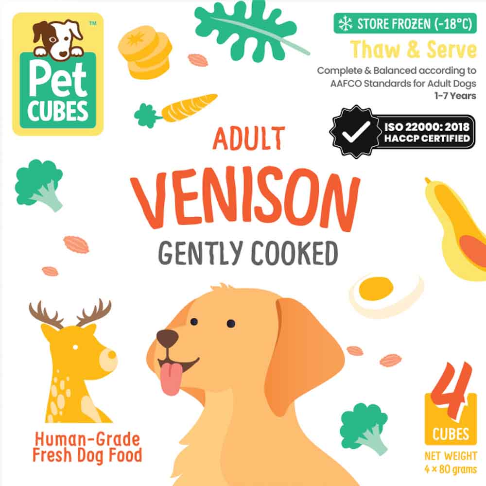 PetCubes Gently Cooked Venison Grain-Free Frozen Dog Food 2.24kg