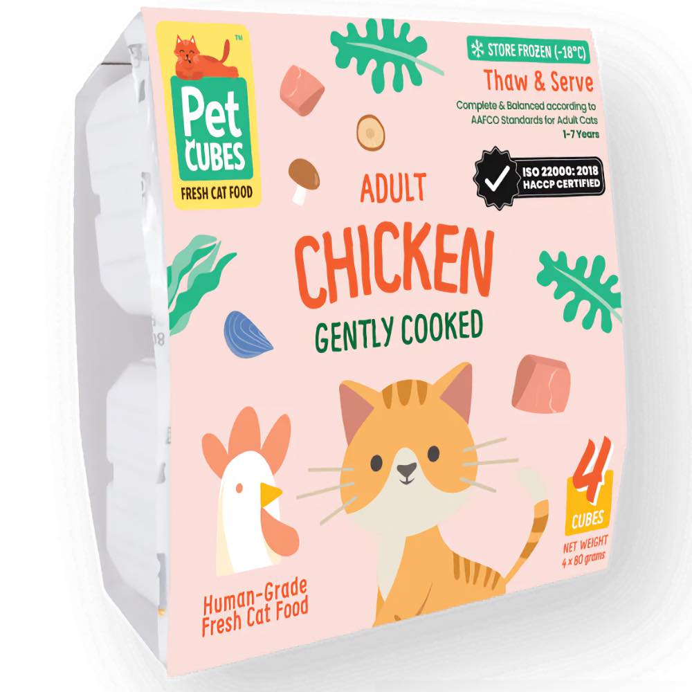 PetCubes Gently Cooked Chicken Frozen Cat Food 1.28kg - Kohepets