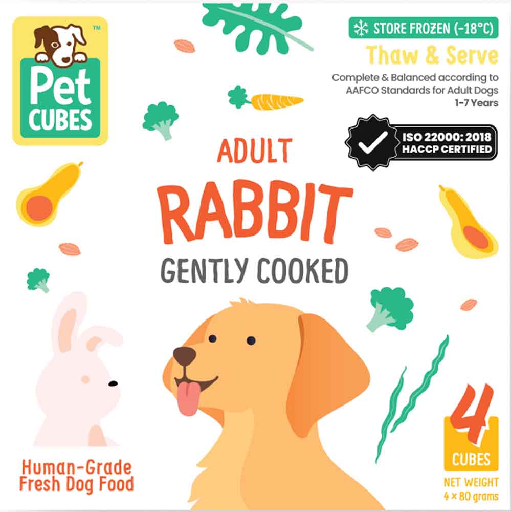 PetCubes Gently Cooked Rabbit Grain-Free Frozen Dog Food 2.24kg